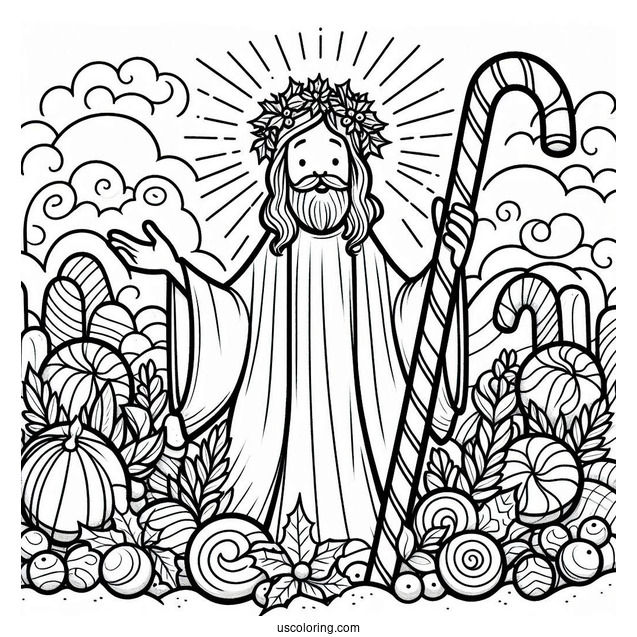 Jesus Candy Cane Coloring Page For Kids