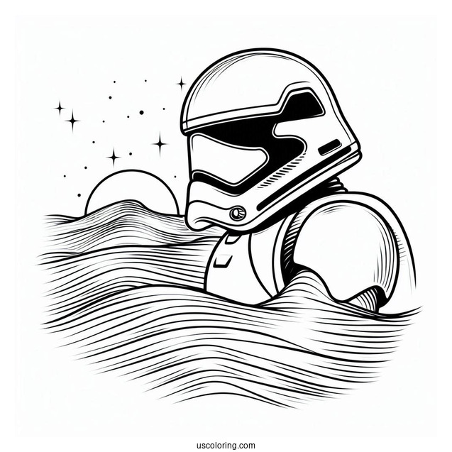 Sand Stormtrooper Coloring Page In The Desert For Kids