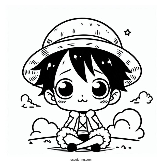Chibi Luffy Coloring Page For Preschoolers
