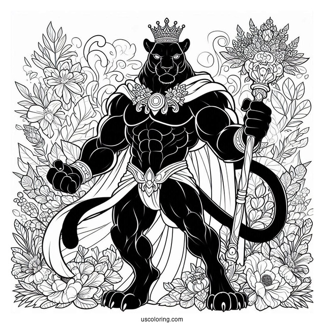 Black Panther Emerging From The Forest With The Hulk Coloring Page