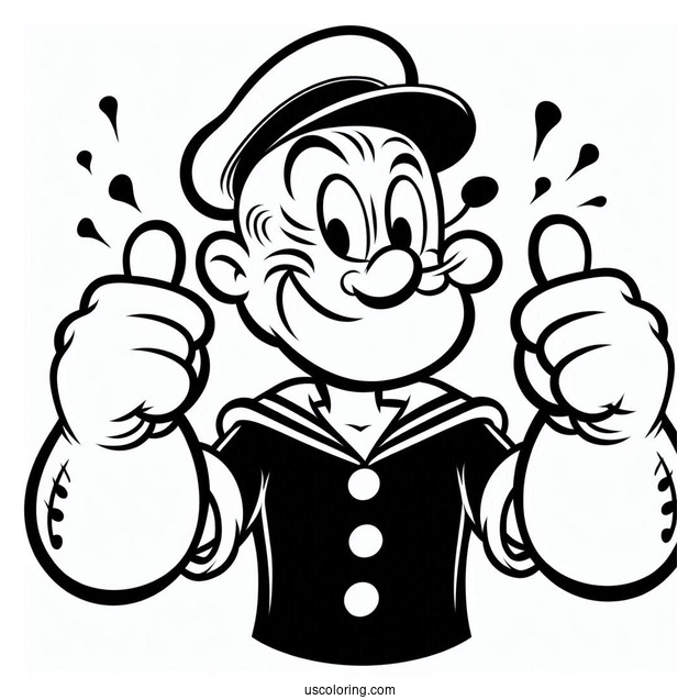Simple Popeye Coloring Page Giving Two Thumbs Up For Kids