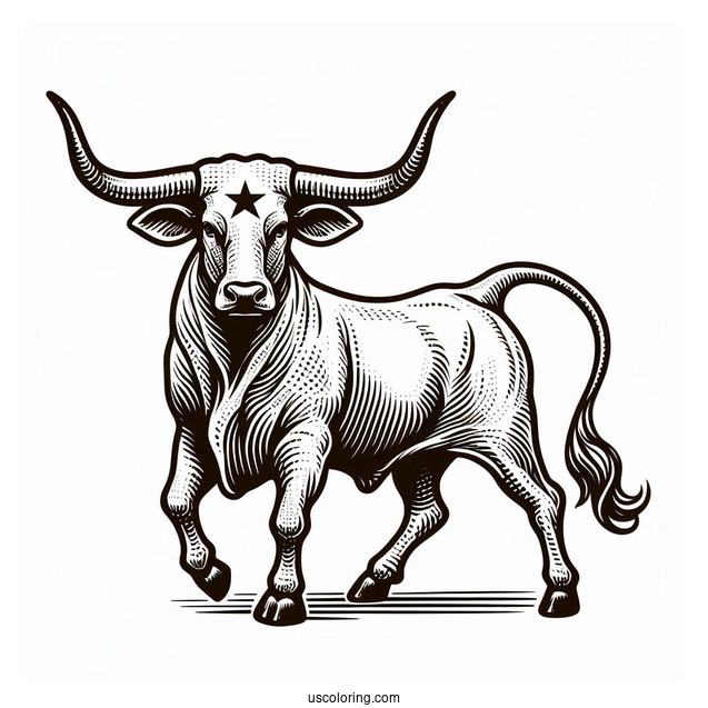 Simple Texas Longhorn Coloring Sheet