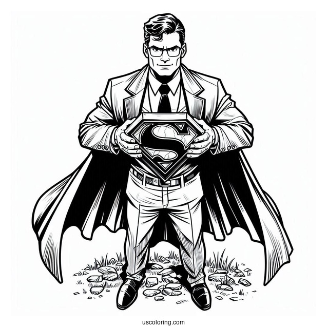 Lex Luther Holding Kryptonite Coloring Sheet