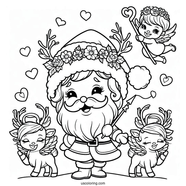Cheeky Santa Decorating Cupids Antlers