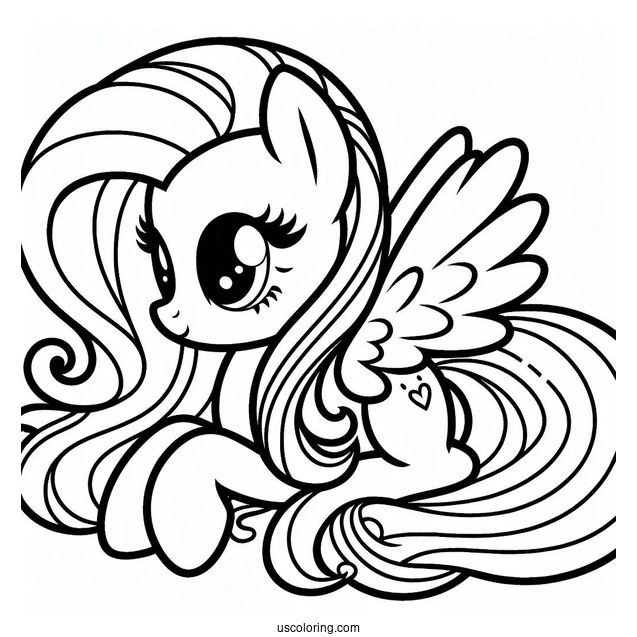Cute Fluttershy Outline for Kids