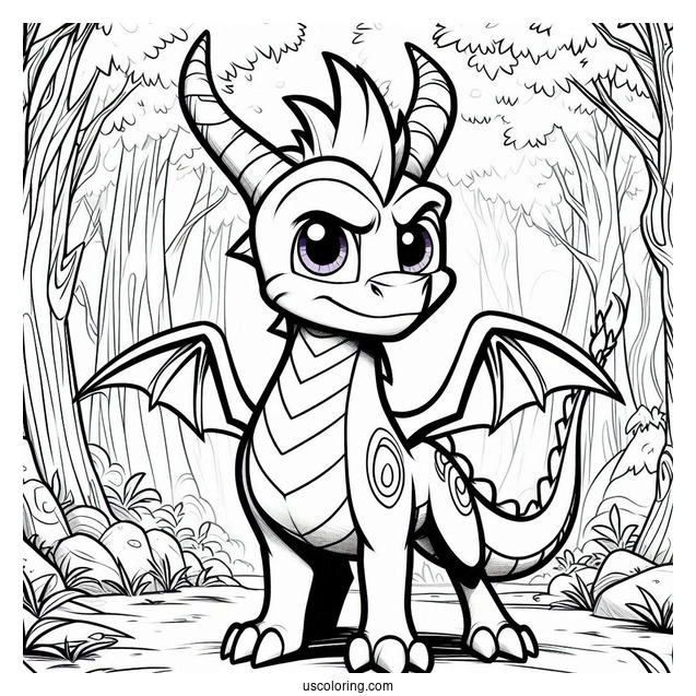 Sypro Coloring Page Serious Cynder Standing In The Forest