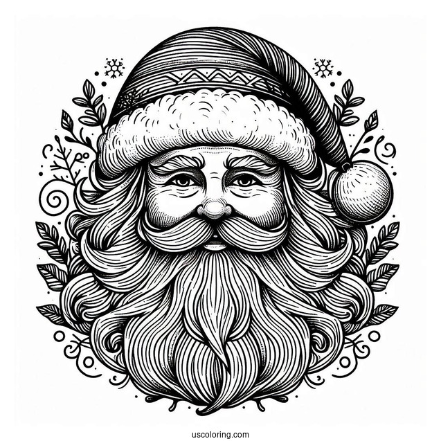 Vintage Themed Santa Face Coloring Sheet
