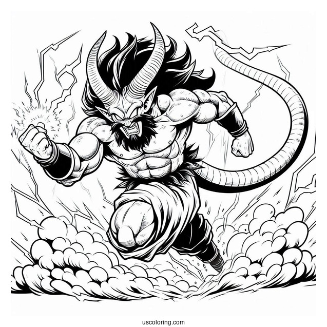 Dragon Ball Z Coloring Page Of Mr. Satan Charging Forward