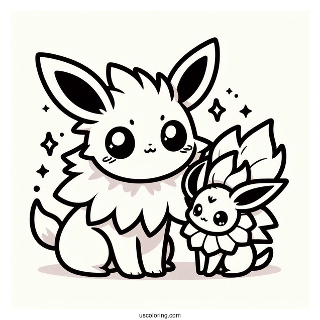 Kawaii Jolteon Coloring Page With Flareon And Vaporeon
