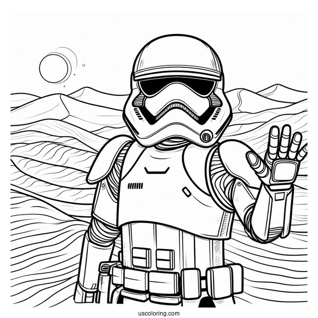 Sand Stormtrooper Coloring Page In The Desert For Kids