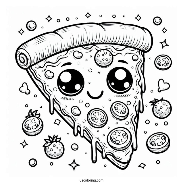 Smiling Pizza Slice With Melted Cheese