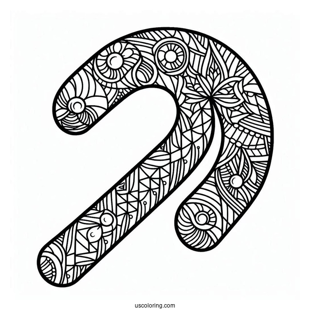 Intricate Candy Cane Coloring Page Stained Glass