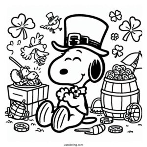 Snoopy Themed St Patrick_s Day Coloring Sheet