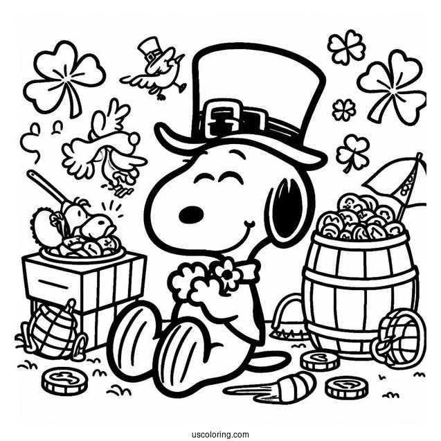 Snoopy Themed St Patrick_s Day Coloring Sheet