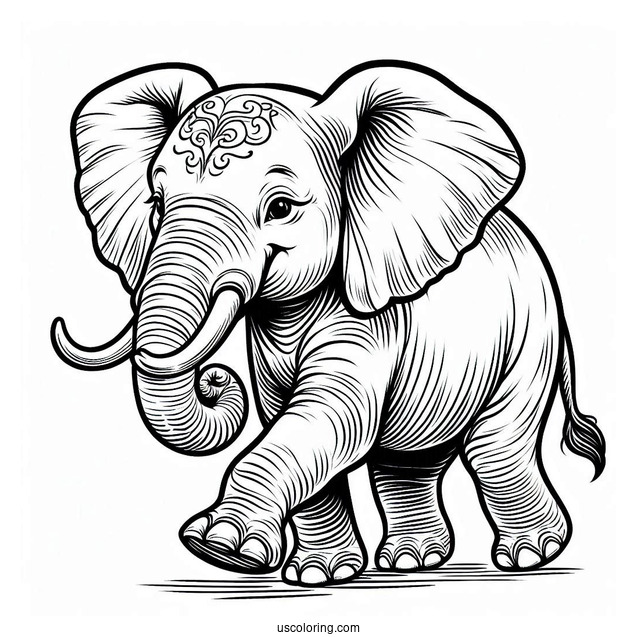 Big Elephant With Tusks Walking