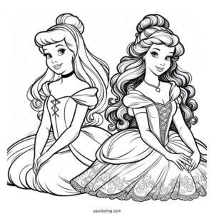 Anastasia and Drizella (The Ugly Stepsisters) Coloring Page