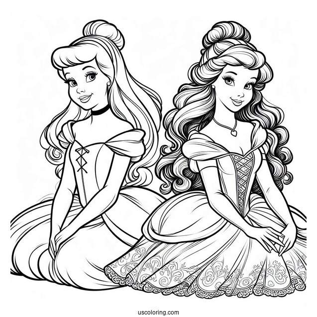 Anastasia and Drizella (The Ugly Stepsisters) Coloring Page
