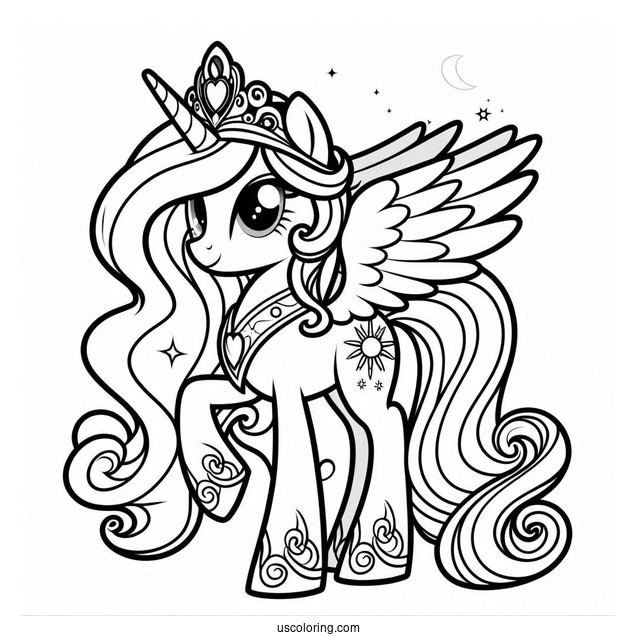 Princess Celestia Coloring In For Preschoolers