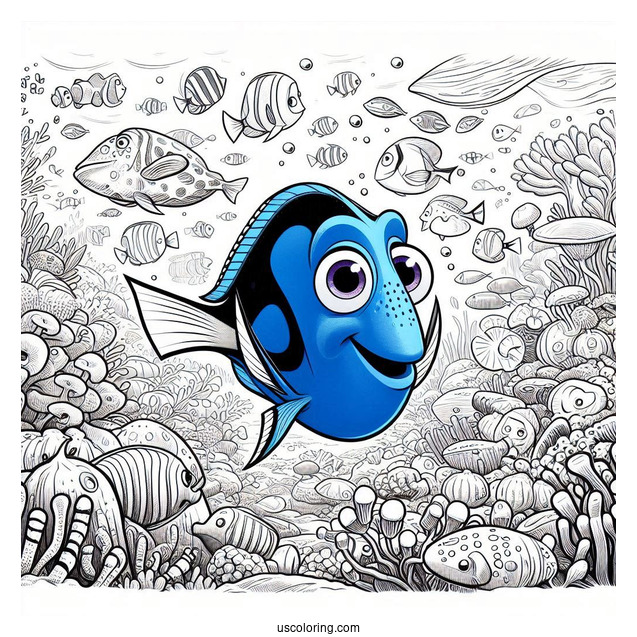 Pixar Coloring Page of Finding Dory Poster