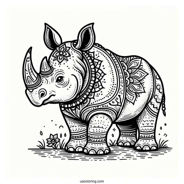 Indian Rhino Coloring Page