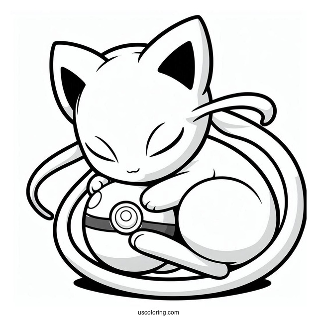 Mew Coloring Page And Pikachu Embracing Pokeball