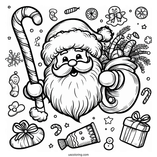Easy Outline Of Jolly Santa To Color
