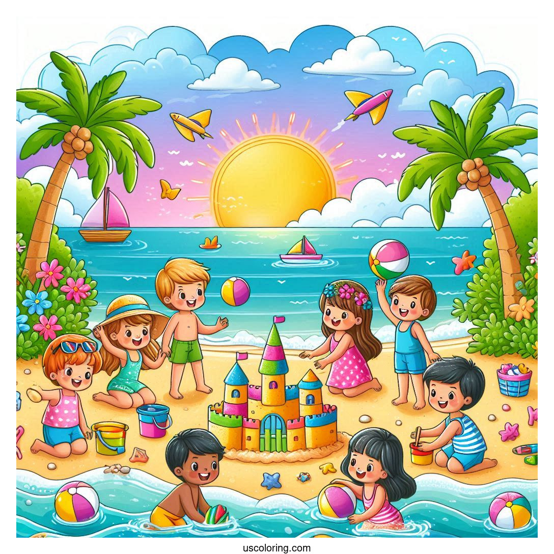 beach coloring pages featured image