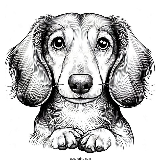 Close Up Of Dachshund Coloring Page
