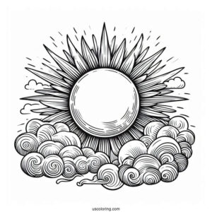Detailed Sun In The Sky With Clouds