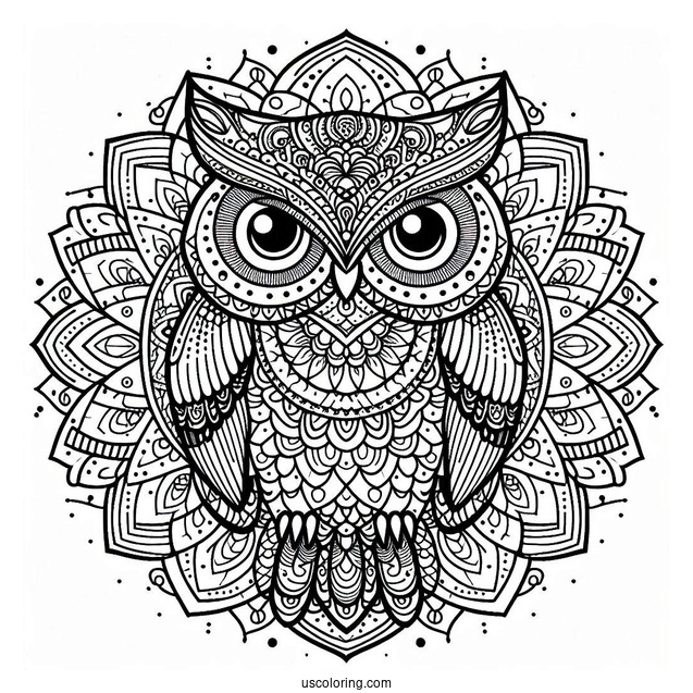 Intricate Owl Mandala To Color
