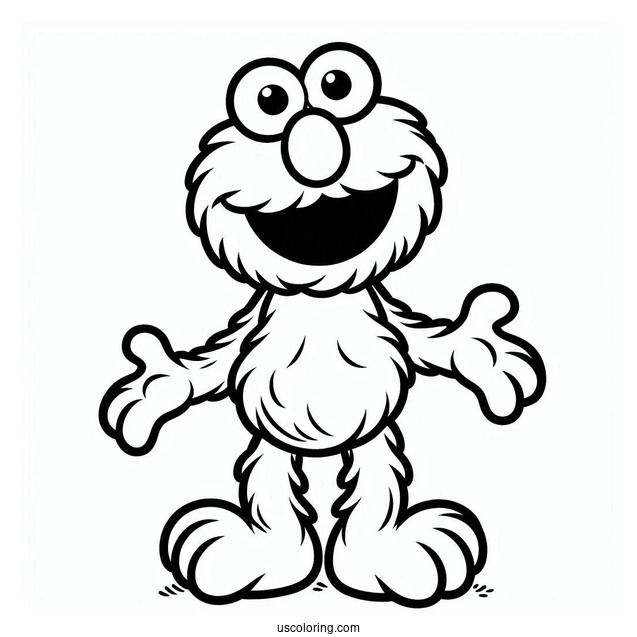 Smiling Elmo Coloring Picture For Preschoolers