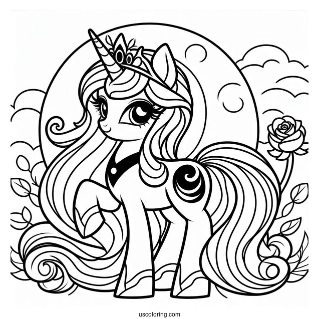 Simple Princess Luna Coloring Page For Kids