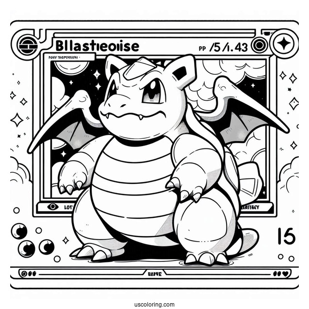 Blastoise Rare Pokemon Card To Color