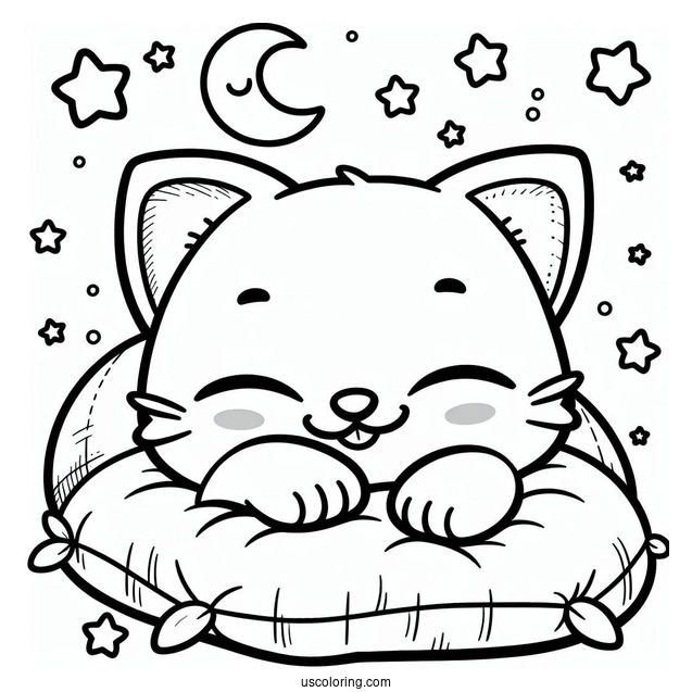 Smiling Critters Coloring Page Of Easy Grinning CatNap For Kids