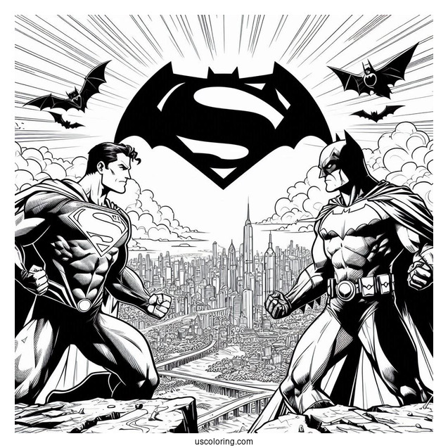 Superman Vs Batman Coloring Page