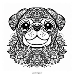 Pug Mandala Coloring Sheet