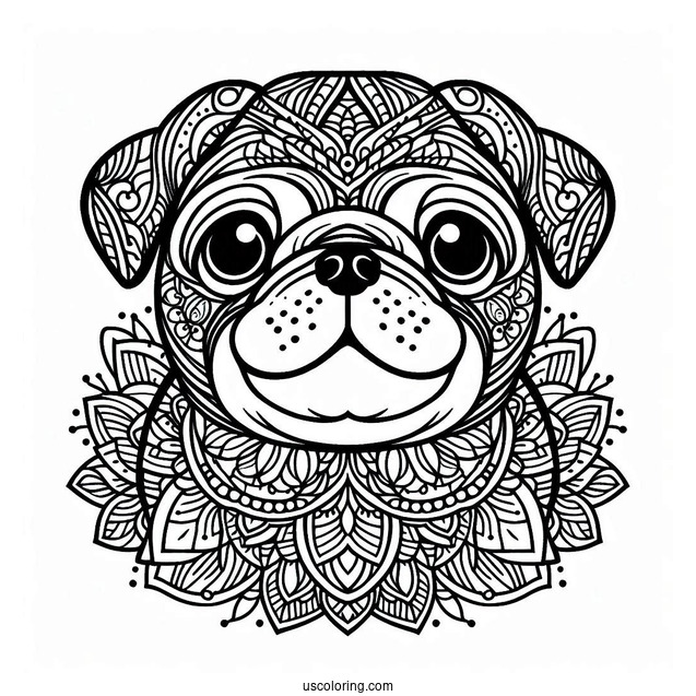 Pug Mandala Coloring Sheet