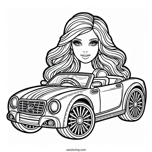 Barbie Car Coloring Sheet