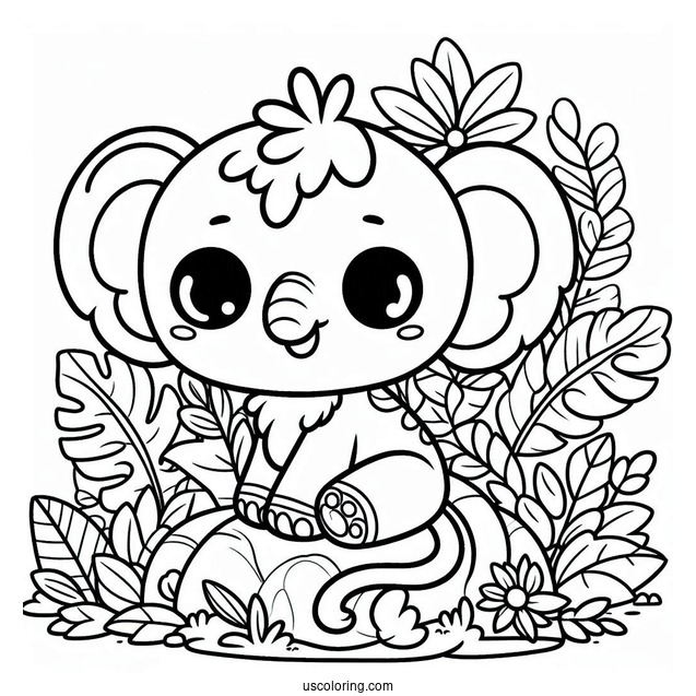 Jungle Book Coloring Page Of Kawaii Hathi Jr. For Preschoolers