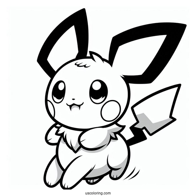 Simple Pichu Coloring Page Riding Eevee