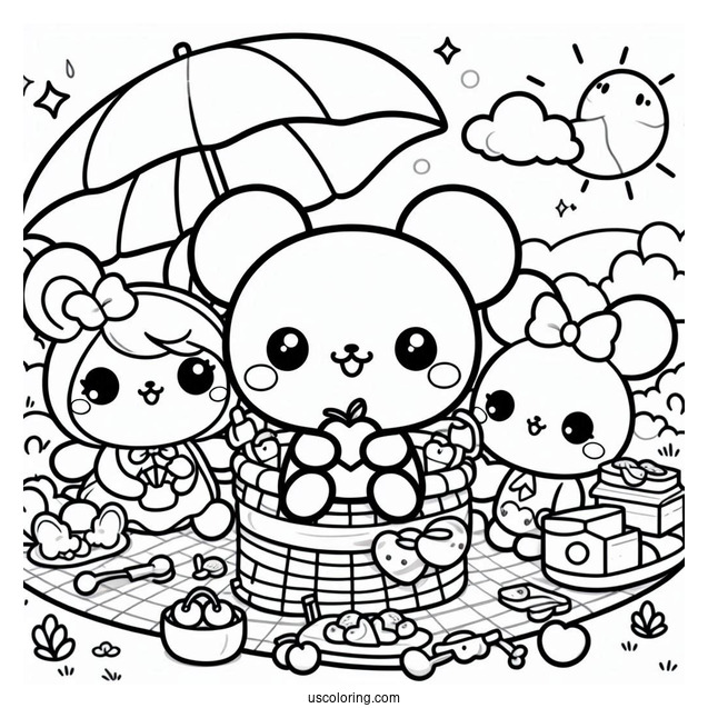 Kawaii Cinnamoroll With Friends Having A Picnic