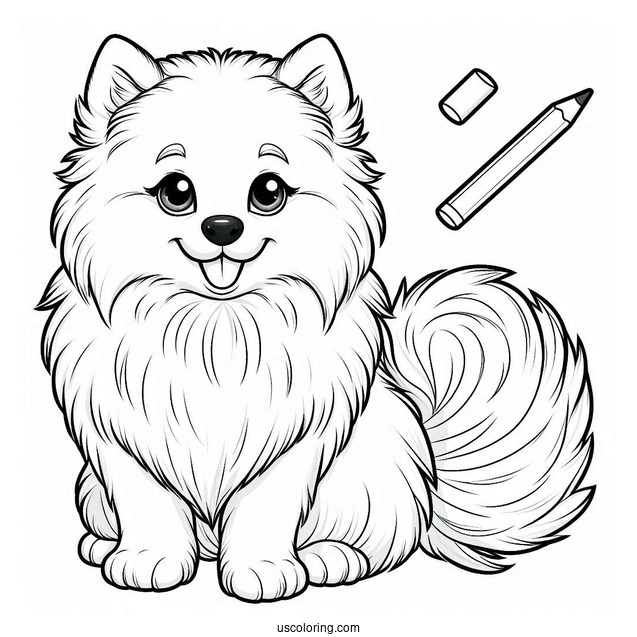 American Eskimo Dog To Color For Preschoolers