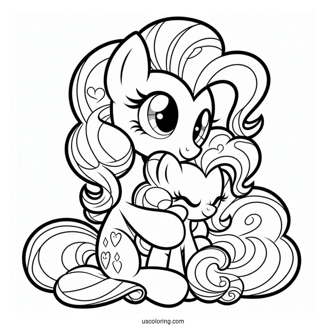 Equestria Girls Pinkie Pie Hugging Pony Pinkie Pie Coloring Page