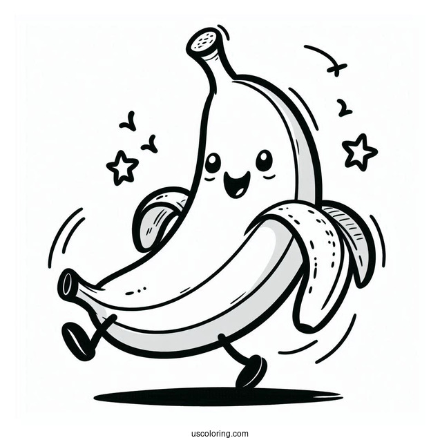 Happy Dancing Banana Coloring Sheet