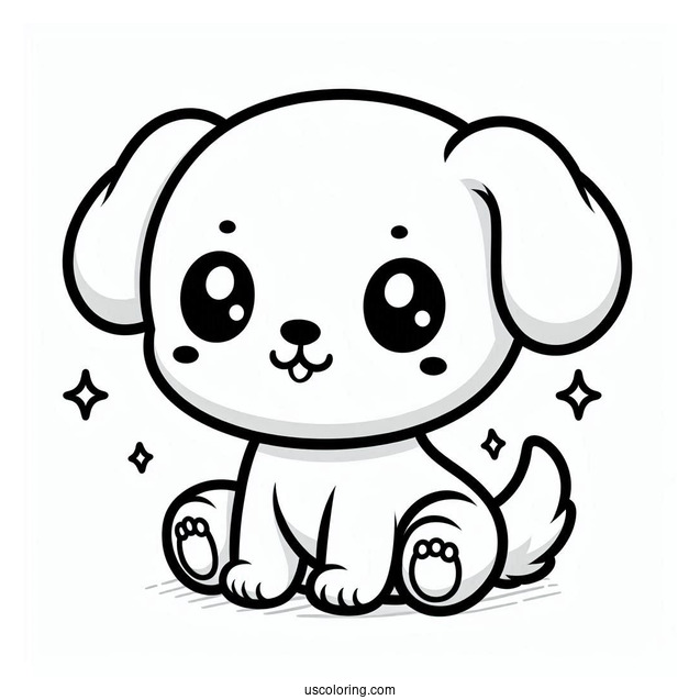 Chibi Puppy Coloring Page For Kids