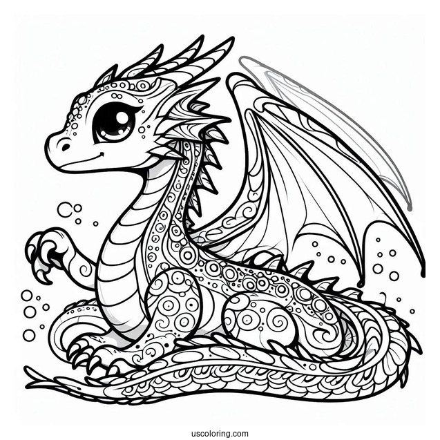 Adorable Water Dragon To Color