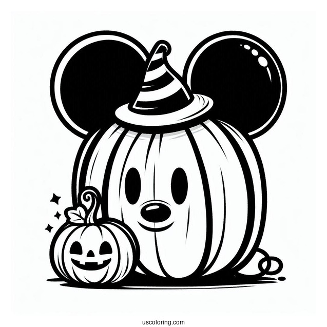 Mickey Mouse Pumpkin Coloring Page For Kids