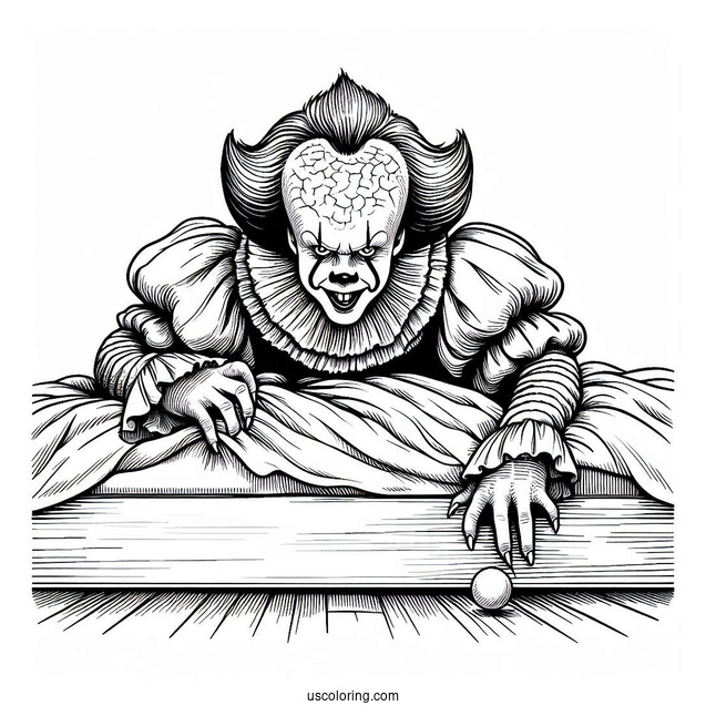 Pennywise Crawling Out A Bed Coloring Page