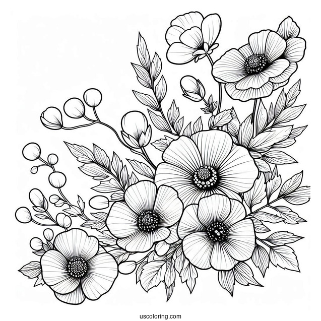 Flower Coloring Pages Of Hibiscus With Anemones