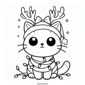 Pete The Cat Wrapped In Christmas Light And Antlers